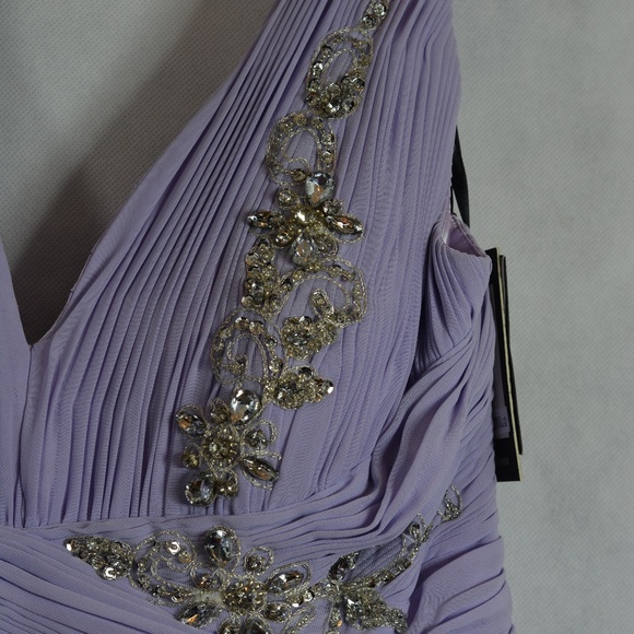 Lilac Beaded Sequin Rhinestone Gown SZ 14 NWT - Picture 13 of 16